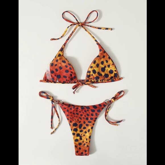 Ombré Orange & Yellow, Leopard Printed, Bikini Set - Picture 2 of 9